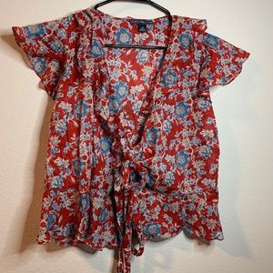 American Living Red Shirt Wrap Floral